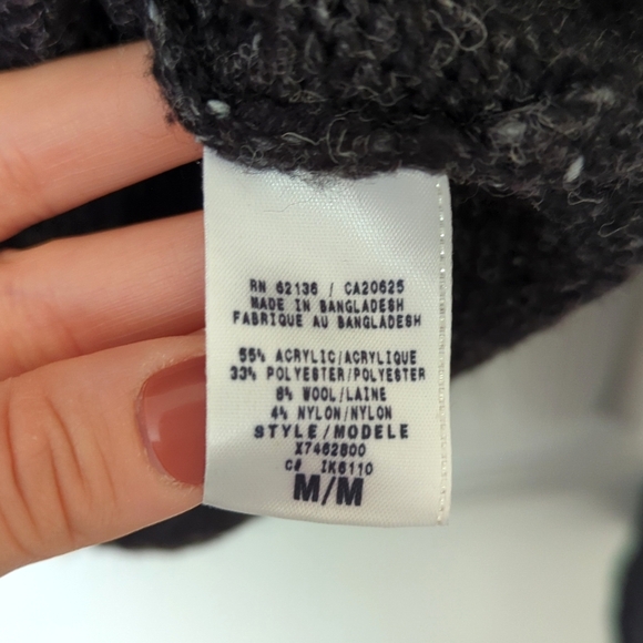 Guess Y2K Vintage Gothic Script Marled Knit Wool Blend Mock Neck Sweater Gray M - Picture 5 of 12